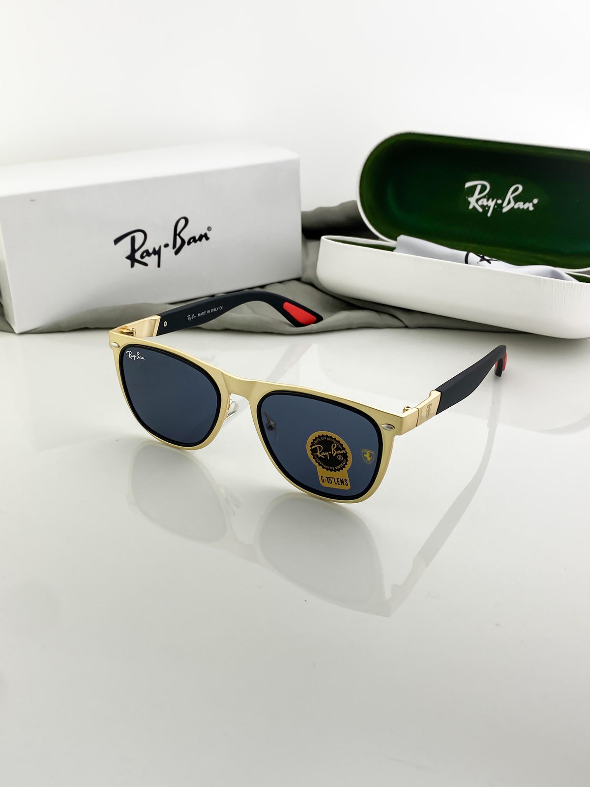 RAYBAN GOLD BLACK SUNGLASSES